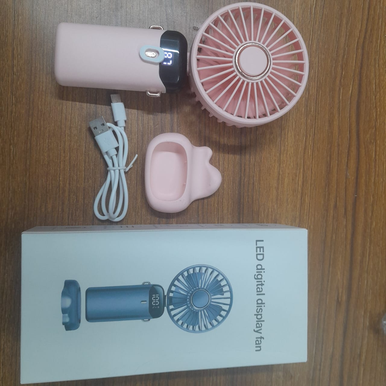 Portable Fan Personal Fan 5000MAh Rechargeable, 5 Speeds with LED Display, 90° Adjustable Multicolour