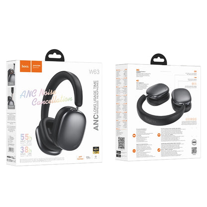 Hoco W63 Triunfo ANC Bluetooth Headphone – 55 Hours Playtime | App Supported | Active Noise Cancellation