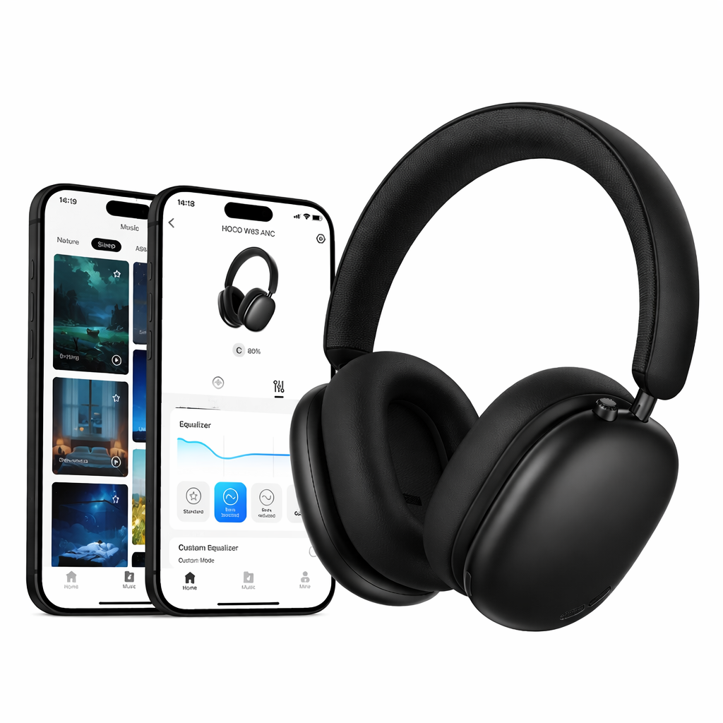 Hoco W63 Triunfo ANC Bluetooth Headphone – 55 Hours Playtime | App Supported | Active Noise Cancellation