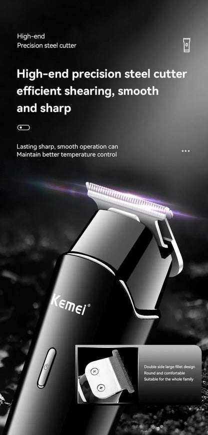 Kemei KM-1113 Professional Hair & Beard Trimmer with LCD Display – 1200mAh Battery, Stainless Steel Blade