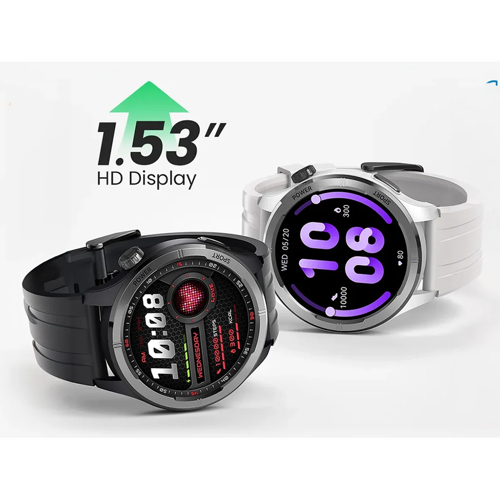 Haylou Solar Neo 1.53" Bluetooth Calling Smart Watch (Silicone+Woven) Strap- Silver