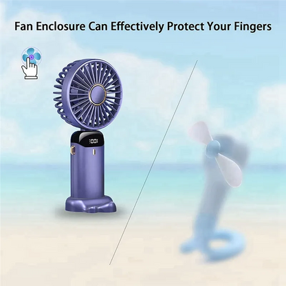 Portable Fan Personal Fan 5000MAh Rechargeable, 5 Speeds with LED Display, 90° Adjustable Multicolour