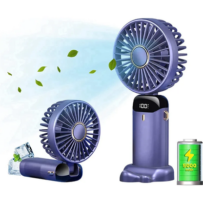 Portable Fan Personal Fan 5000MAh Rechargeable, 5 Speeds with LED Display, 90° Adjustable Multicolour